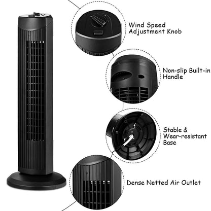 28-Inch Oscillating Tower Fan Quiet Cooling Whole Room Bladeless
