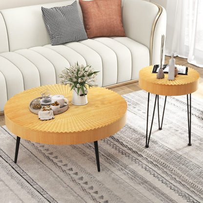 Farmhouse Round Coffee Table Set of 2 for Living Room
