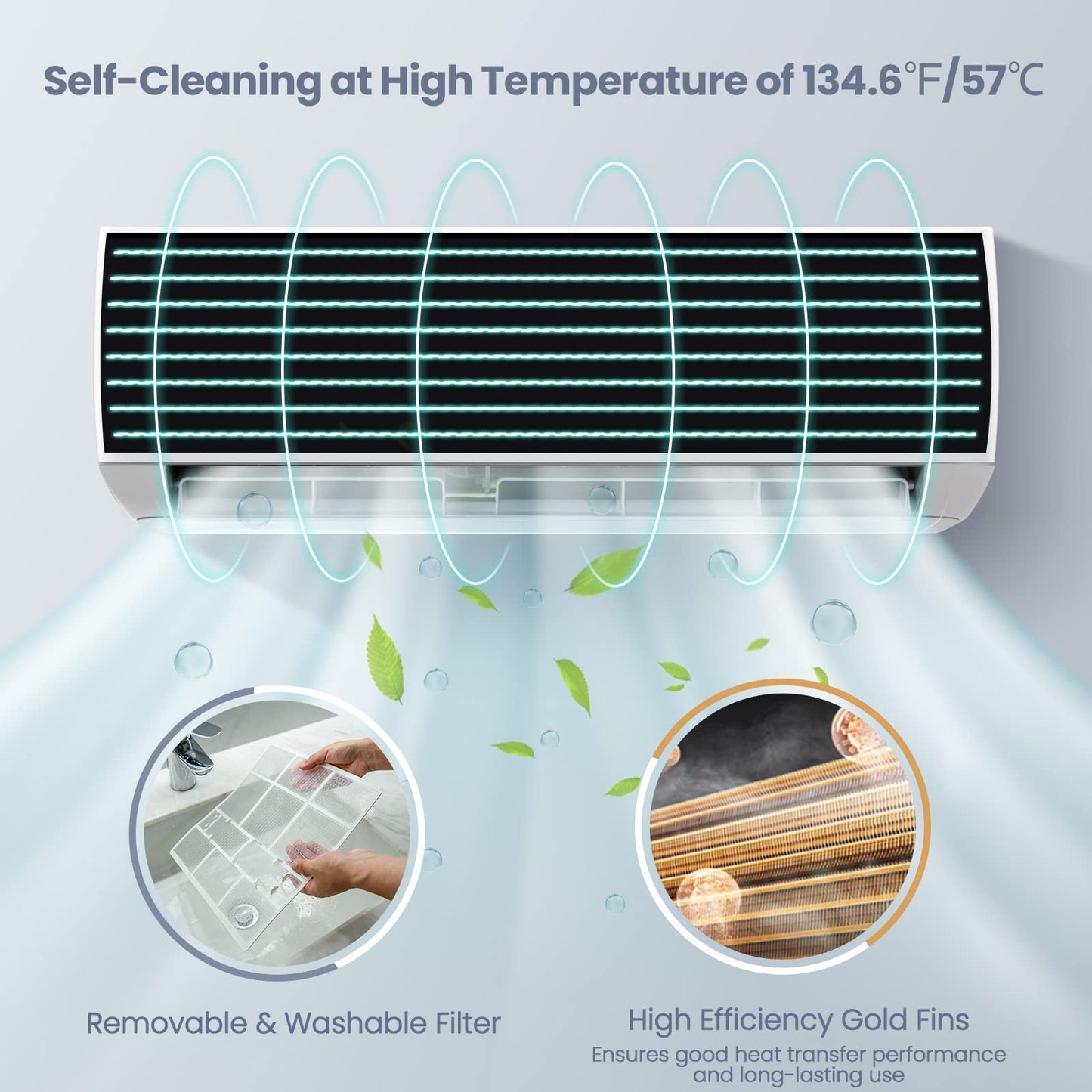 ARLIME 12000 BTU Ductless Air Conditioner & Heater, 17 SEER 230V Energy Saving Mini Split ac