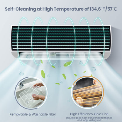 ARLIME 12000 BTU Ductless Air Conditioner & Heater, 17 SEER 230V Energy Saving Mini Split ac