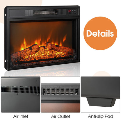 23-Inch Electric Fireplace Insert, 1400W Recessed Fireplace Heater with Remote Control, Thermostat