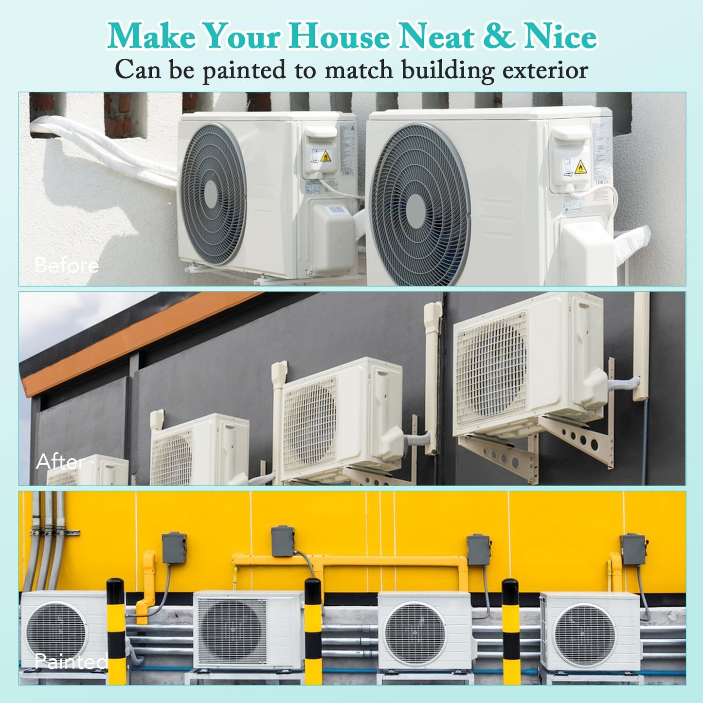 ARLIME 4" Mini Split Line Set Cover, PVC Decorative Paintable Line Set Cover Kit