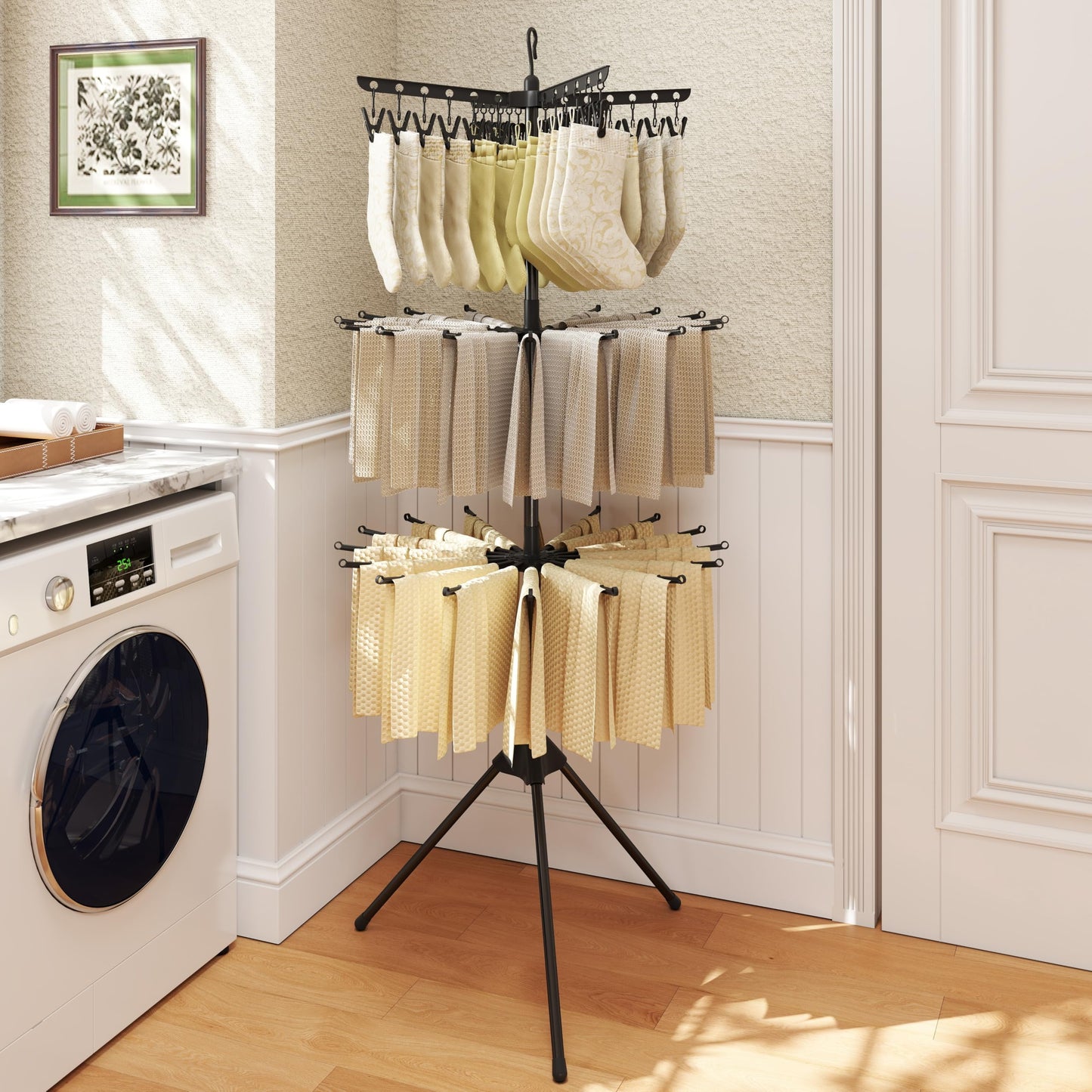 Foldable Garment with 32 Hanging Rods & 24 Clips