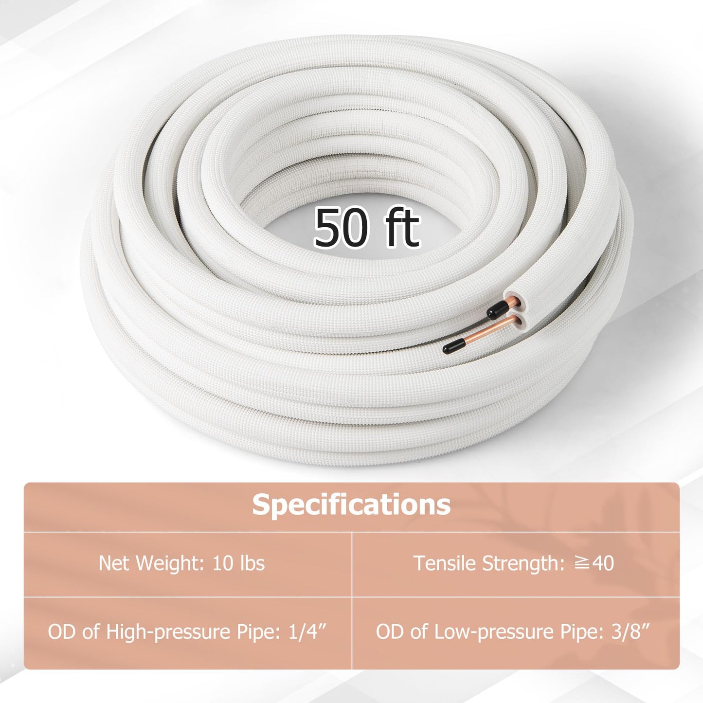 50 Ft. Mini Split Line Set with 3-Layer Insulation ( 1/4” & 3/8” O.D. )