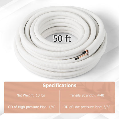 50 Ft. Mini Split Line Set with 3-Layer Insulation ( 1/4” & 3/8” O.D. )