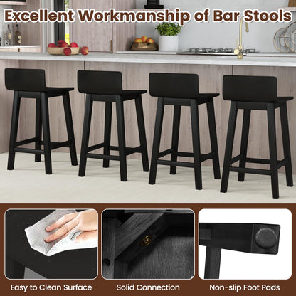 Solid Wood Bar Stools Set of 2/4 24.5-inch Counter Height Chairs