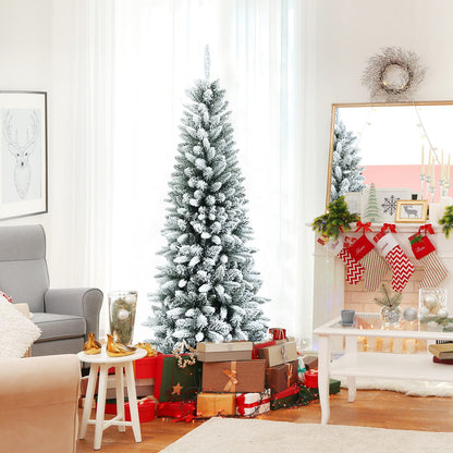 6.5Ft Snow-Flocked Artificial Christmas Tree for Indoor and Outdoor Use