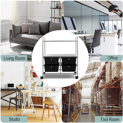 ARLIME 4-Drawer Storage Cart, 4 Drawer 2 Shelves Trolley, Rolling Organizer Cart