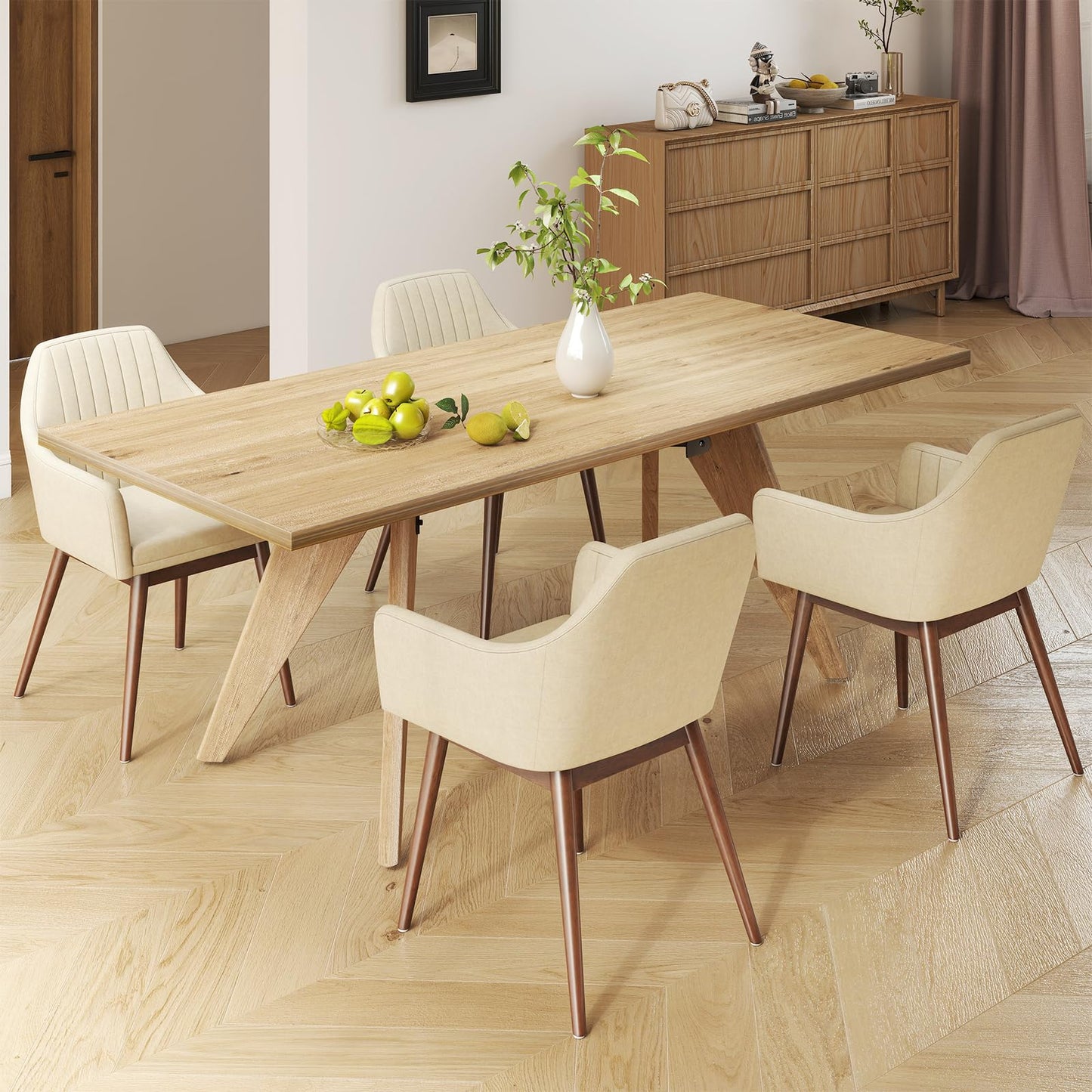 Dining Chairs Set of 2/4 with Comfy Padded Backrest & Seat