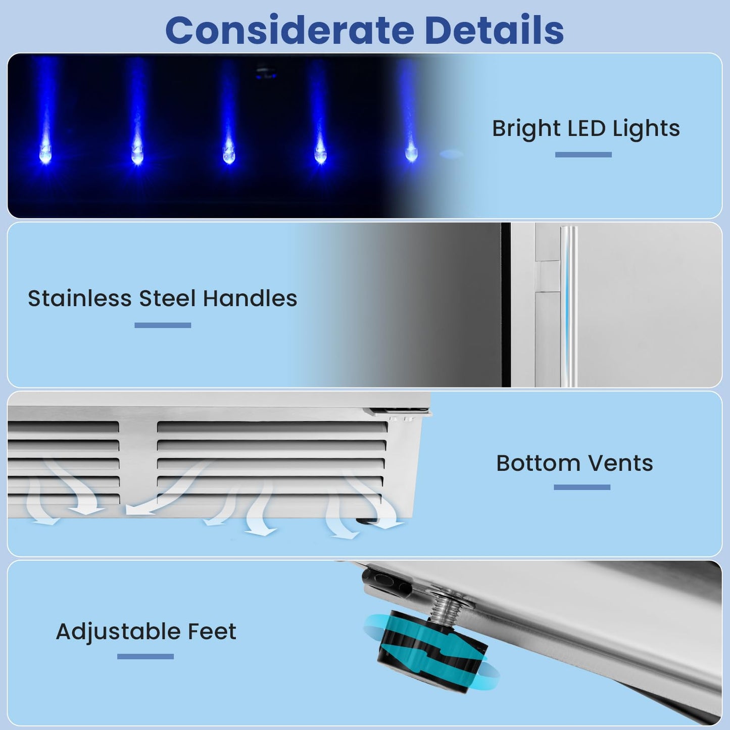 24 Inch Beverage Fridge, 190 Cans Under Counter Drink Fridge w/Stainless Steel Door & Removable Shelves