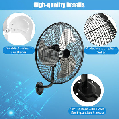 ARLIME 20 Inch Wall Mount Fan, Max. 3500 CFM Efficient Industrial Wall Fan