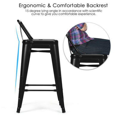 Metal Bar stools Set of 4 with Rubber Feet for Kitchen