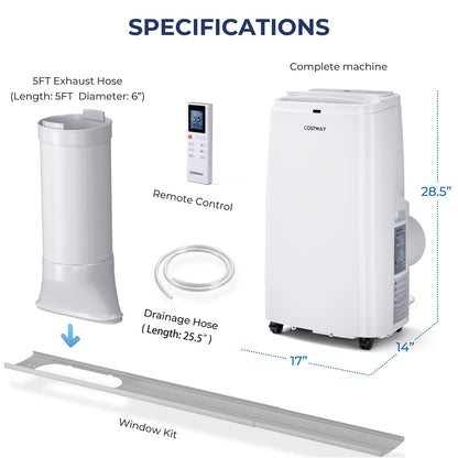 ARLIME Portable AC Air Conditioner 9000 BTU/ 12000BTU, AC Units for Rooms 3-in-1 with Fan & Dehumidifier