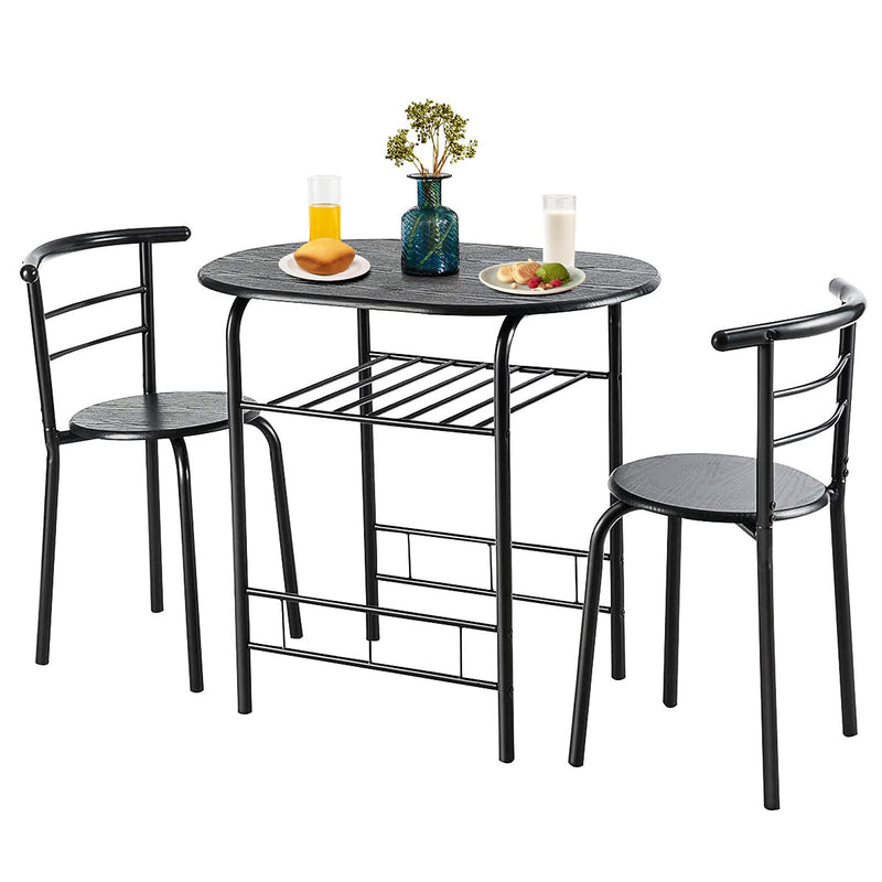 ARLIME 3-Piece Dining Set, Round Kitchen Table w/ 2 Chairs