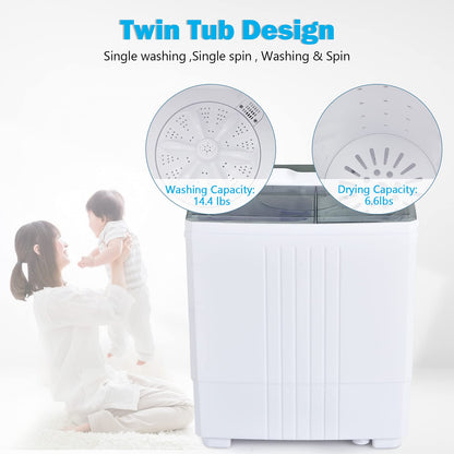 ARLIME Portable Washing Machine Twin Tub 21Lbs Capacity, Washer(14.4Lbs) and Spinner(6.6Lbs)
