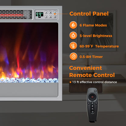 Electric Fireplace Inserts 23-inch Wide 1500W Recessed Fireplace Insert with Remote Control