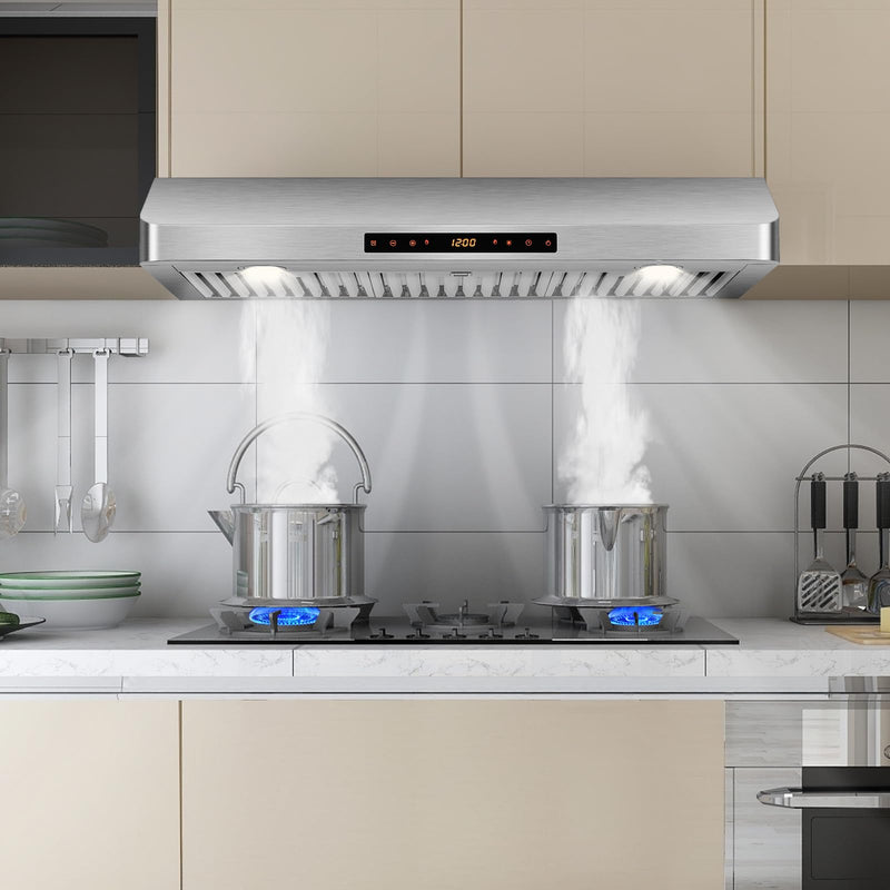 ARLIME 36"/29.5" Under Cabinet Range Hood, 900CFM Stainless Steel Stove Vent Hood w/ 4-Speed Fan