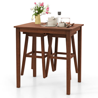 Wooden Bistro Set w/Pub Table and 2 Saddle Stools