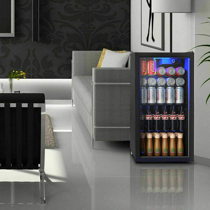 Beverage Refrigerator 120 Can Beverage Cooler with LED Light
