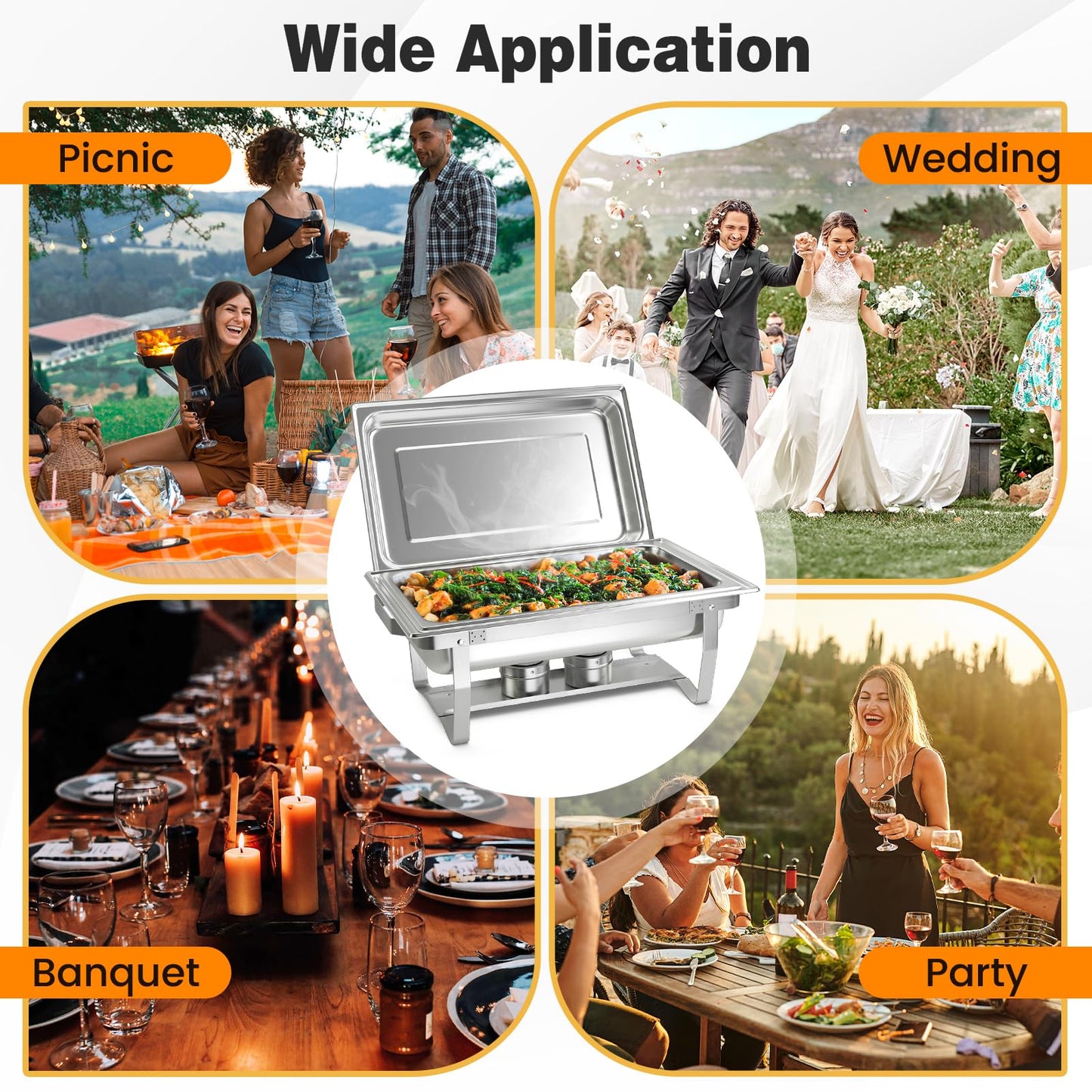 Chafing Dish Buffet Set 9 QT Large Capacity 2 Food Pans Water Pans & Fuel Holders