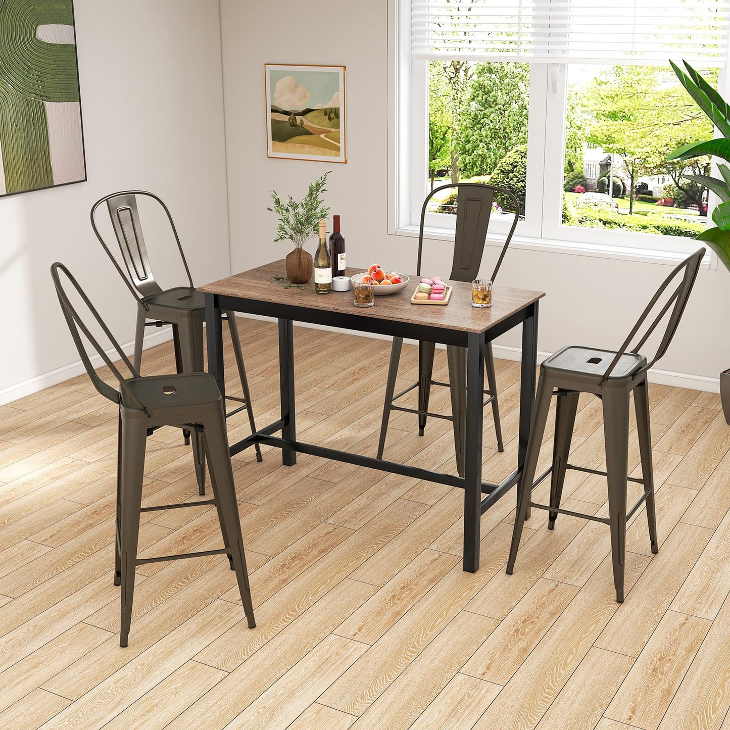 30'' Bar Height Stools with Rubber Feet for Kitchen