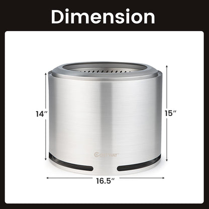 18.5 Inches Smokeless Fire Pit with Double Wall Design