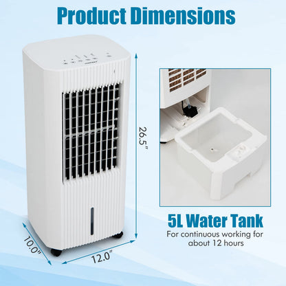 Evaporative Air Cooler, Portable Swamp Cooler with Remote Control, 2 Ice Packs, 15H Timer, 1.3 Gal Water Tank