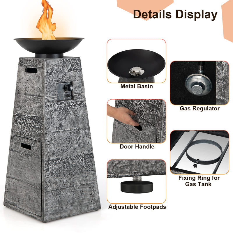 Outdoor Burning Fire Bowl W/Lava Rocks & PVC Cover