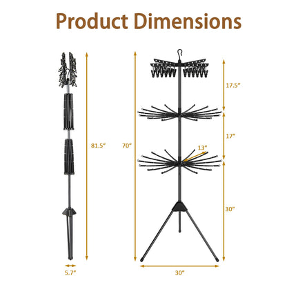 Foldable Garment with 32 Hanging Rods & 24 Clips