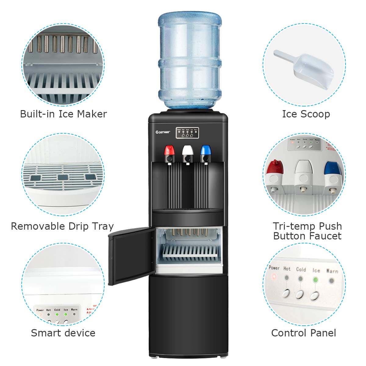 2 in 1 Water Cooler Dispenser with Built in Ice Maker