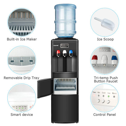 2 in 1 Water Cooler Dispenser with Built in Ice Maker