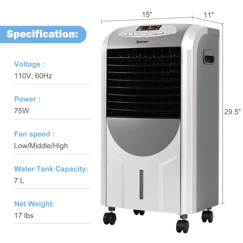 ARLIME 4-IN-1 Evaporative Air Cooler, Heater and Humidifier Combo, 3 Wind Speeds, 4 Modes, 8H Timer