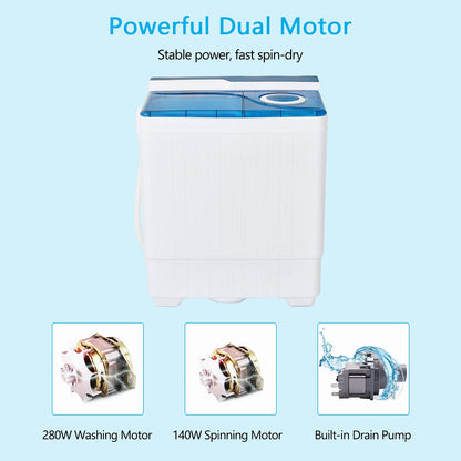 Portable Washing Machine, Twin Tub 26 Lbs Capacity, 18 Lbs Washer and 8 Lbs Spinner