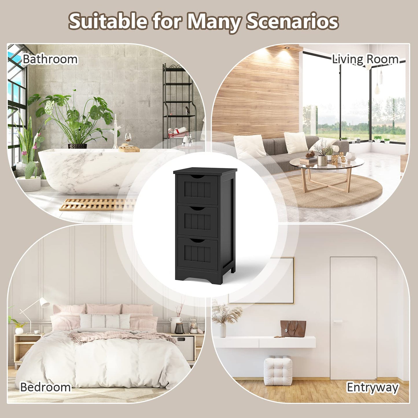 Bathroom Storage Cabinet Space-Saving Tower Storage Cabinet