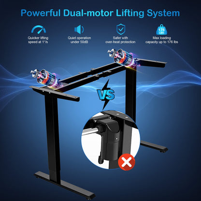 Dual Motor L Shaped Standing Desk with Hook & Cable Tray