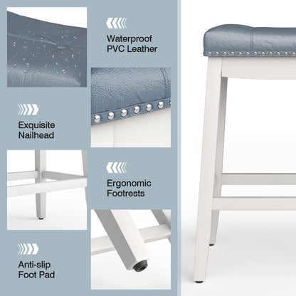 Bar Stools Set of 2/4 24-Inch Height Backless Counter Stool