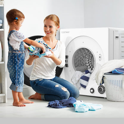 Compact Laundry Dryer with Stainless Steel Drum 5 Drying Programs and Adjustable Exhaust Vent