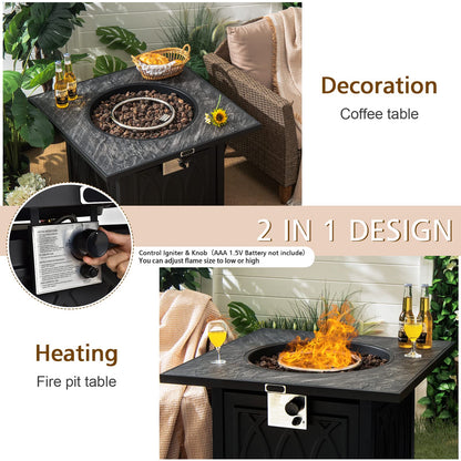 50,000 BTU/14.65KW Fire Pit Table with Waterproof Cover