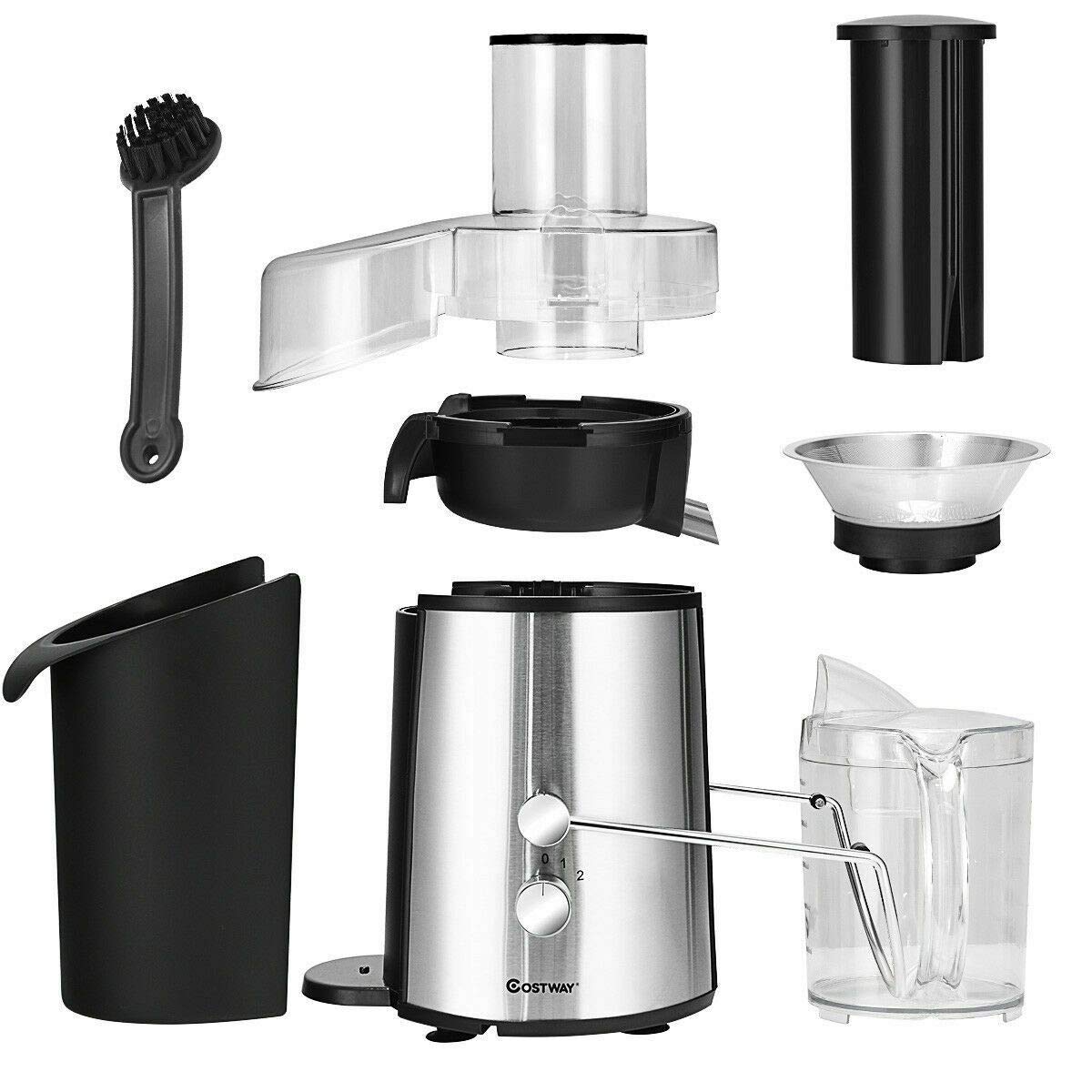Juice Extractor, 75MM Wide Mouth Stainless Steel Juicer Machines, 2-Speed Setting High Speed Masticating Juicer Machine