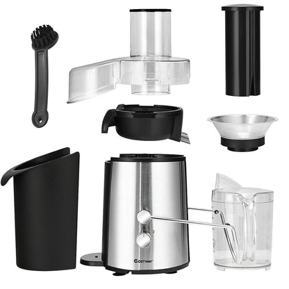 Juice Extractor, 75MM Wide Mouth Stainless Steel Juicer Machines, 2-Speed Setting High Speed Masticating Juicer Machine