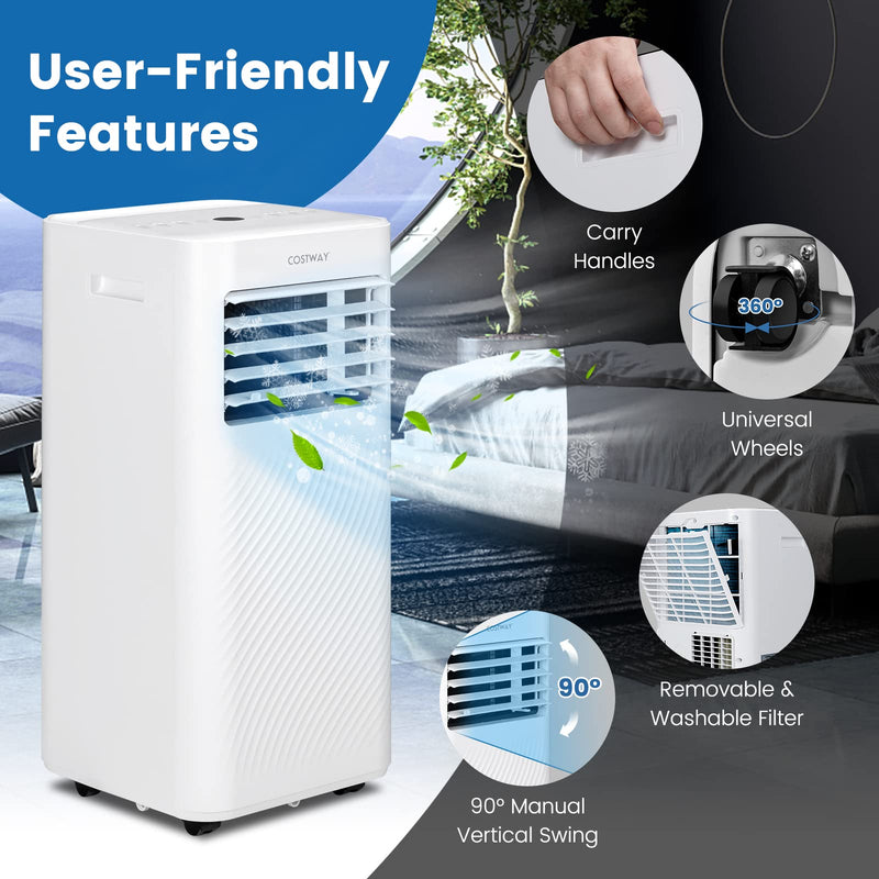Portable Air Conditioner, 8000 BTU 4-in-1 AC with Cool, Fan, Dehumidifier & Sleep Mode for Rooms up to 250 Sq.Ft