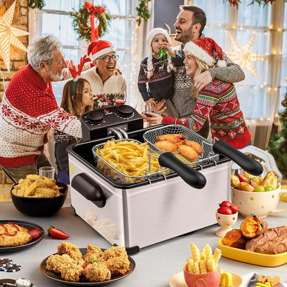 ARLIME Deep Fryer with 2 Baskets, 5.3 Qt/5L Electric Fryer with Adjustable Temperature & Timer