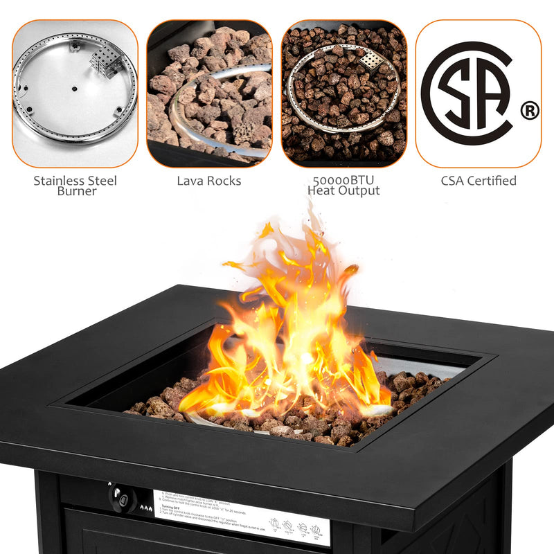 28 Inches Outdoor Propane Fire Pit Table for Patio