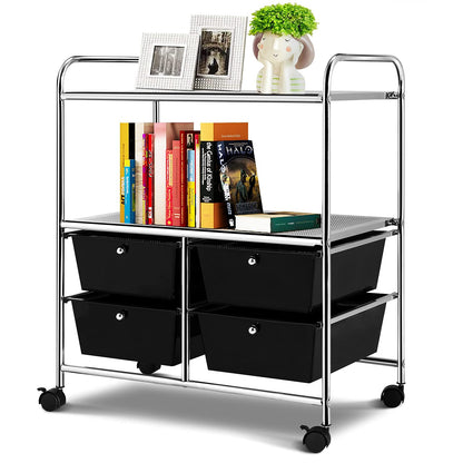 ARLIME 4-Drawer Storage Cart, 4 Drawer 2 Shelves Trolley, Rolling Organizer Cart