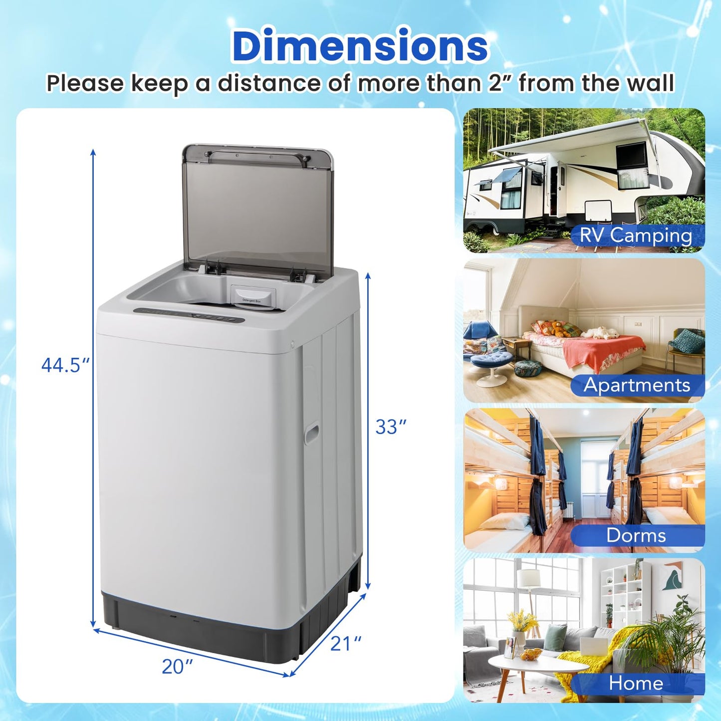 Portable Washing Machine 11 LBS Full Automatic Portable Washer with 8 Modes