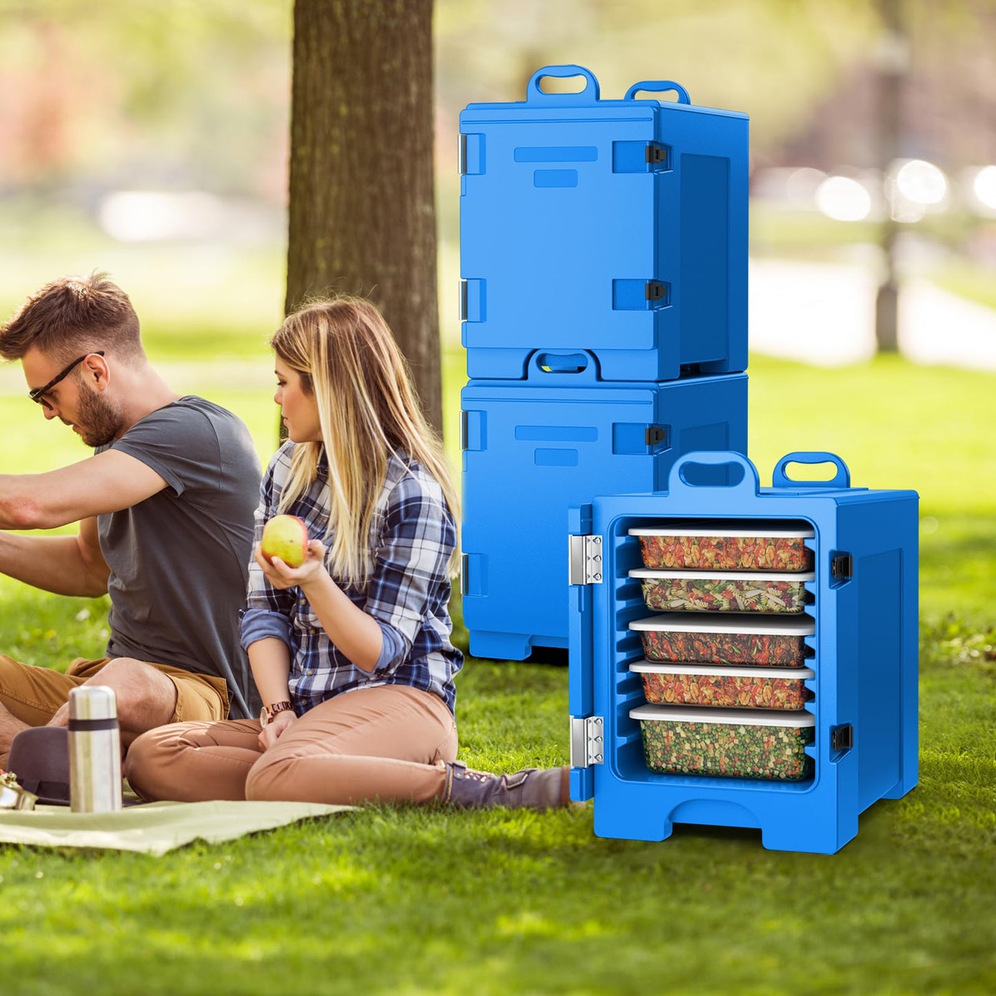 ARLIME Insulated Food Pan Carrier, End-Loading Insulated for 5 Full-Size Pans