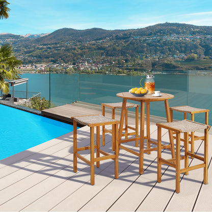 30 inch Height Backless Bar Chairs with Acacia Wood Frame