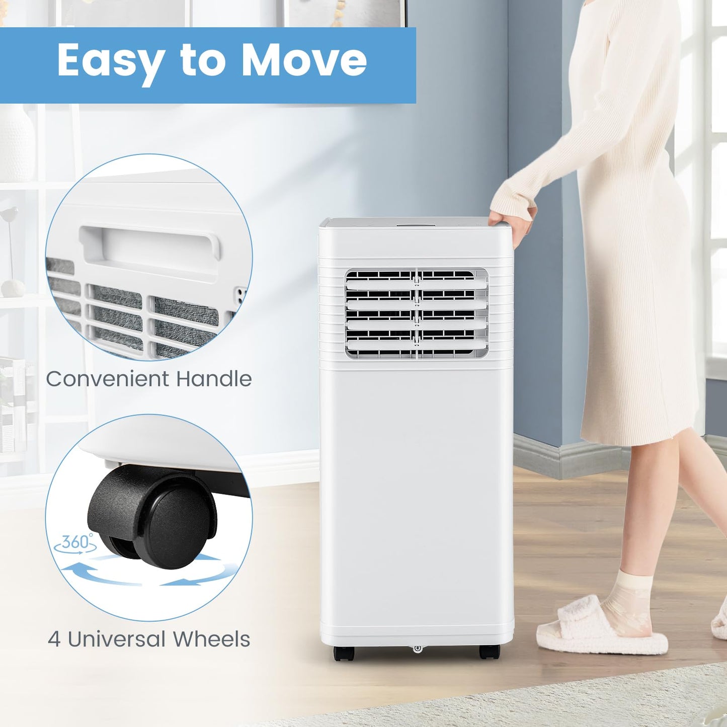 Portable Air Conditioner, 3-in-1 AC Unit w/Dehumidifier & Fan