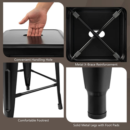 30 Inch Bar Stools Set of 4 with Square Seat and Handling Hole