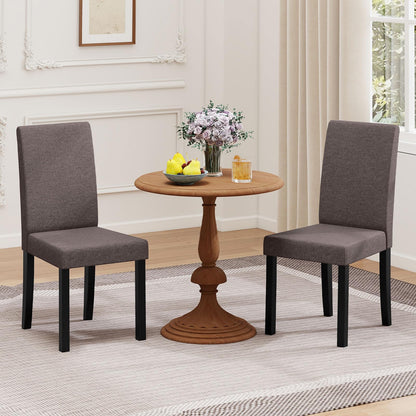 Fabric Upholstered Armless Kitchen Side Chair w/Rubber Wood Legs